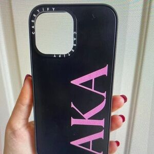 Casetify Black Case with Pink Lettering